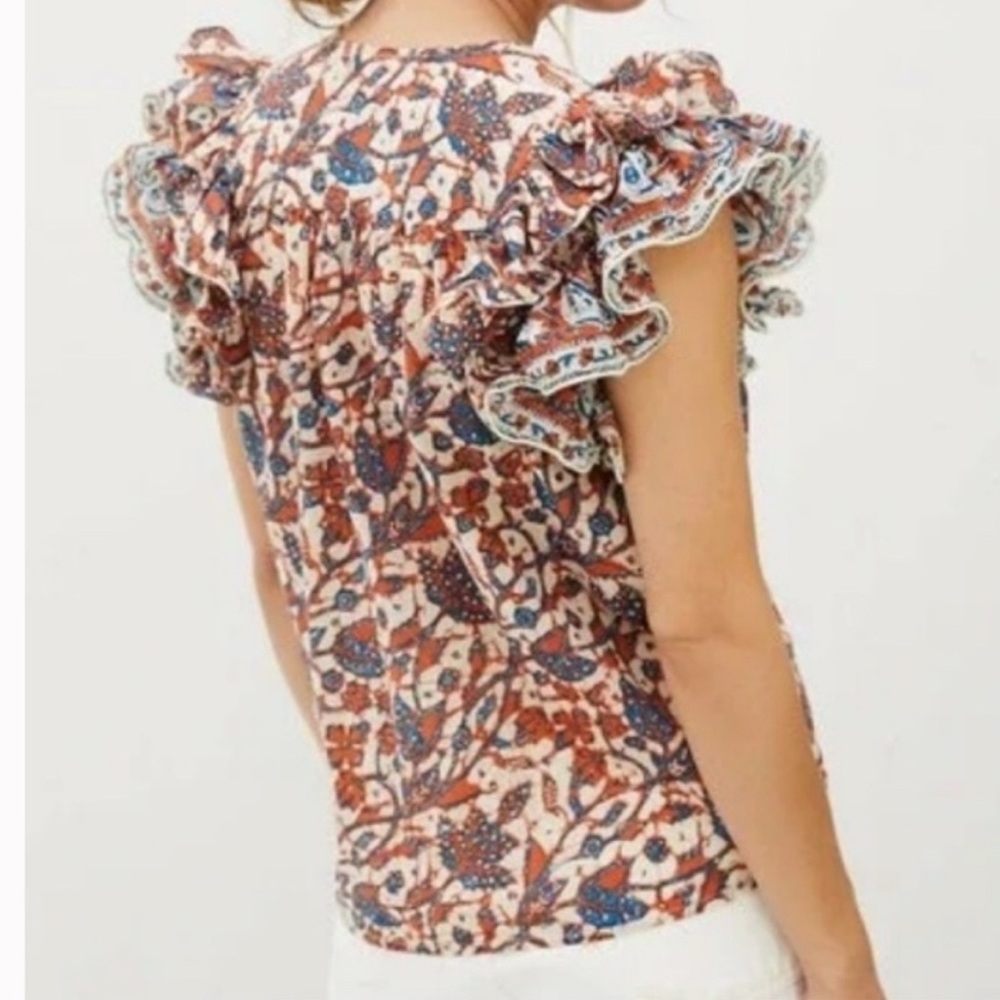 Anthropologie Vineyard Ruffle Sleeve Top - Picture 3 of 11